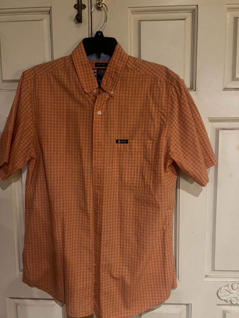 Chaps Orange Plaid Short-Sleeve Button-Down Shirt